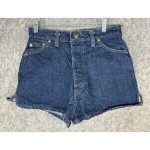 Vintage Levi's Denim Shorts Blue Women Orange Tab Button Fly Size 29
